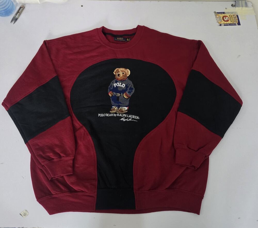 Vintage Polo Reworked Sweatshirt – Unique Upcycled Panelled Jumper – Size XL